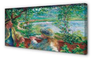 Quadro su tela Incontro d'arte vicino al lago 100x50 cm