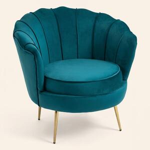 DecHome Poltrona Vintage in Velluto Dimensioni 79x77x77 colore Verde Petrolio