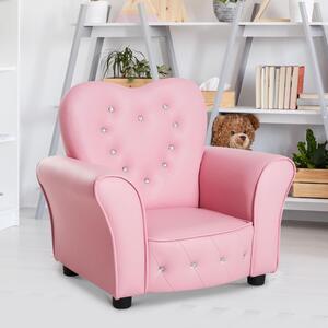 DecHome Poltroncina per Bambini Imbottita Poltrona per cameretta con Rivestimento in PVC e Struttura in Legno 59x41.5x49cm Rosa