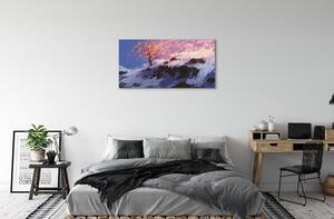 Quadro su tela Albero di montagna invernale 100x50 cm