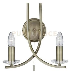 Applique ascona 2lt - metallo e vetro in ottone anticato