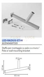 Led-radius-st-w staffa tubolare a t con attacco a muro per faro sol