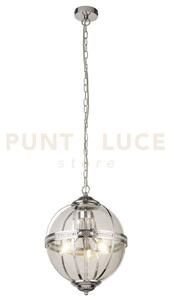 Coronet 3lt pendant - metallo cromato e vetro