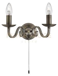 Lampada da parete richmond 2lt - metallo ottone anticato