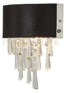 Applique glamour 2lt - velluto nero e cristallo trasparente