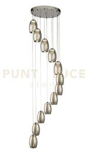 Cyclone 12lt multi-drop pendant - metallo cromato e vetro fumé