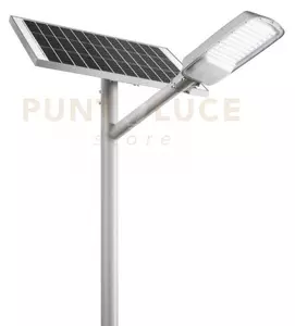Faro solare stradale led radius silver 48w 2100lm 3000k con pannell