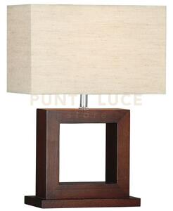 Lampada da tavolo calven - base in legno scuro e paralume in lino