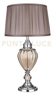 Lampada da tavolo greyson - urna in vetro ambrato e paralume plisse