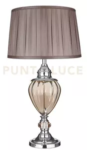 Lampada da tavolo greyson - urna in vetro ambrato e paralume plisse