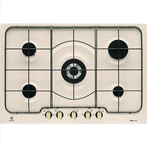 Electrolux PS750RUV Serie Rustico Piano Cottura 5 Fuochi a Gas 75 cm (1 Bruciatore Wok Tripla Corona) colore Sabbia