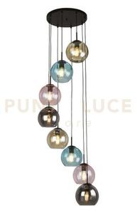 Mardi gras ii 8lt pendant - metallo nero e vetro colorato