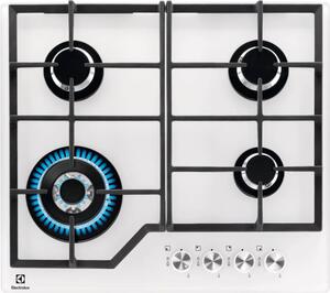 Electrolux PVB642UOV Linea Quadro Piano Cottura 4 Fuochi a Gas 60 cm Griglie in Ghisa (1 Bruciatore Wok) colore Bianco