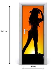 Sticker porta Silhouette da cowboy 75x205 cm