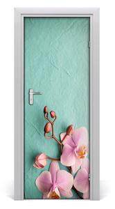 Adesivo per porta interna Orchidea rosa 75x205 cm