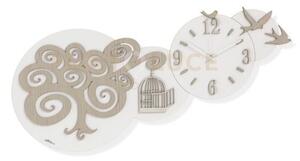 Orologio sagomato laser al quarzo in legno bianco grigio e tortora 