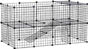 AllMyPets Recinto box gabbia fai da te conigli criceti nero L146xW73xH73cm - D0607D