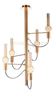 Lampadario da soffitto flute 5 luci in vetro struttura oro satinato