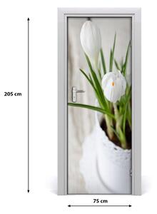 Adesivo per porta Crocus bianchi 75x205 cm