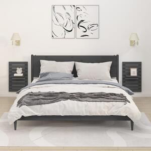 Mensole da letto a parete 2 pz grigio legno massello di pino