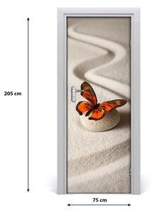 Adesivo per porta Zen pietra e farfalla 75x205 cm
