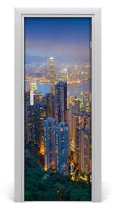 Adesivo per porta Hong Kong di notte 75x205 cm