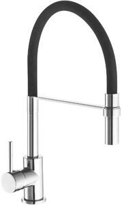 Idro Bric Rubinetto Cucina Miscelatore con Doccetta Estraibile Monocomando cromo lucido con Canna Nera - 703NE Winter