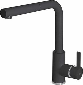 ELLECI Rubinetto Cucina Miscelatore con Doccetta Estraibile Monocomando in Granitek colore Full Black G40 - MGKC0240