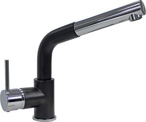 Plados Rubinetto Cucina Miscelatore con Doccetta Estraibile Monocomando in Ultrametal colore Cromo 40 + Nero UM44 - VENMIXEXT