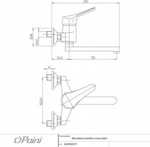 PAINI Rubinetto Cucina Miscelatore Lavello a Muro Monocomando colore Cromo - 04CR501P1 Pilot