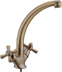 R.A. Rubinetto Cucina Miscelatore Doppio Comando pomelli a croce colore Bronzo - 25412B Serie Sofia