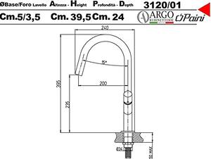Argo Rubinetterie Rubinetto Cucina Miscelatore Lavello Monocomando a Canna Alta colore Cromo - 3120 Parma