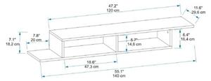 Mobile Porta TV Sospeso 120 Cm Design Moderno Muson Bianco