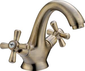 R.A. Rubinetto Miscelatore Bagno Lavabo pomelli a croce colore Bronzo - 136B Serie Sofia
