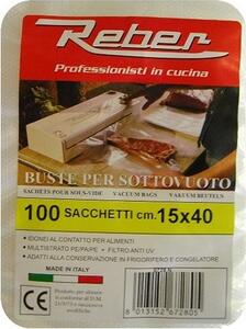 REBER Sacchetti per Macchina sottovuoto cm 15x40 Confezione da 100 pezzi - 6728N