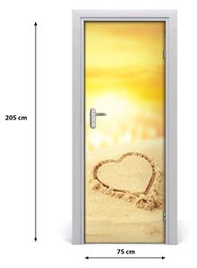 Adesivo per porta interna Cuore sulla spiaggia 75x205 cm
