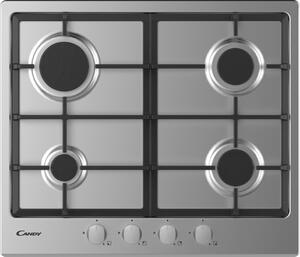 Candy CHG 6BRX Serie Timeless Piano Cottura 4 Fuochi a Gas 60 cm Griglie in Ghisa colore Inox
