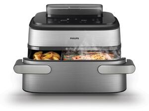 Philips Friggitrice ad Aria Capacit 9.5 Litri Potenza 2750 Watt con Maxi Cestello e Vapore colore Argento/Nero - NA565/02 Serie 5000