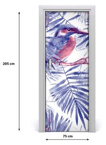 Rivestimento Per Porta Foglie di palma e uccelli 75x205 cm