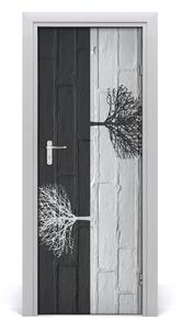 Adesivo per porta interna Alberi sul muro 75x205 cm