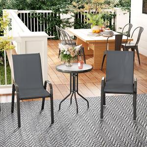 VivaGarden Salotto da Giardino con 2 Sedie e Tavolino Rotondo in Acciaio colore Grigio Scuro