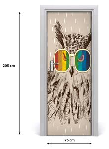 Adesivo per porta Gufi con occhiali 75x205 cm