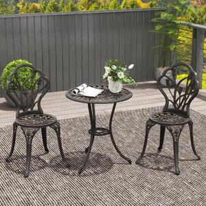 VivaGarden Salotto da Giardino con 2 Sedie e Tavolino Rotondo in Alluminio colore Bronzo