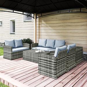 VivaGarden Salotto da Giardino con 2 Tavolini Contenitore 2 Divani e 2 Poltrone in Rattan e Acciaio colore Grigio