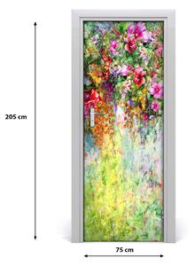 Adesivo per porta Fiori colorati 75x205 cm