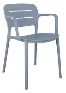 Amicasa Sedia per Esterni Impilabile Fissa in Polipropilene con Braccioli Dimensioni 52,5x53x79 cm colore Avio - Creta