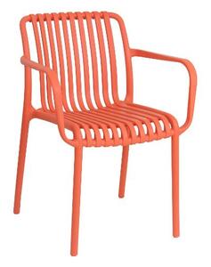 Amicasa Sedia per Esterni Impilabile con Braccioli in Polipropilene Dimensioni 57x57x79,5 cm colore Corallo - Corbara