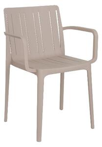 Amicasa Sedia per Esterni Impilabile in Polipropilene con Braccioli Dimensioni 52x57,5x80 cm colore Sabbia - Marbella