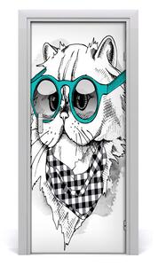 Adesivo per porta Gatto con occhiali 75x205 cm