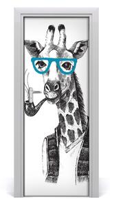 Adesivo per porta interna Giraffe con occhiali 75x205 cm